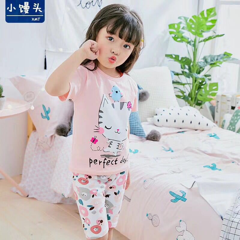 Đồ bộ cotton xuất hàn quần lửng cho bé gái 7-33kg