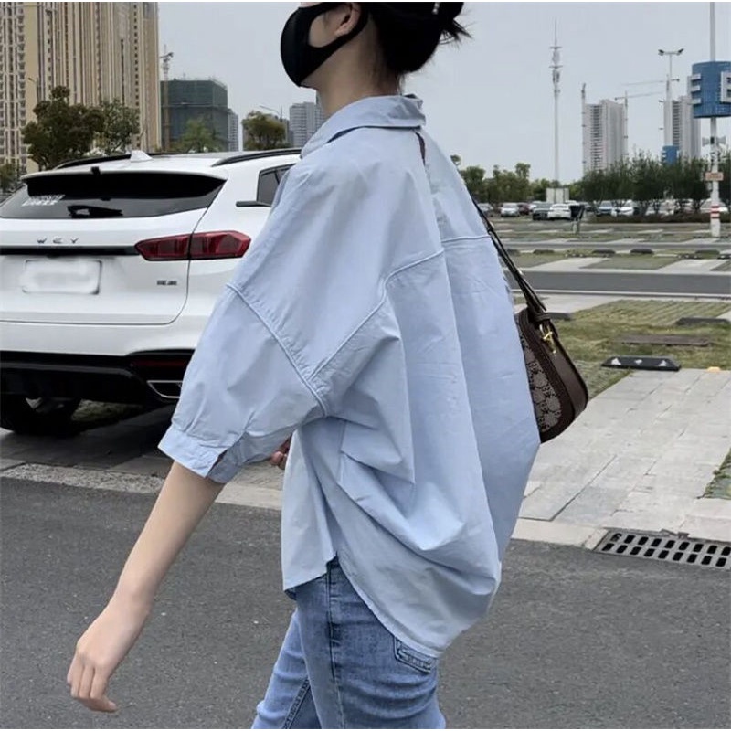 AMOI Áo Sơ Mi Cotton Mỏng Tay Lỡ Dáng Rộng Thời Trang Dành Cho Nữ 2022