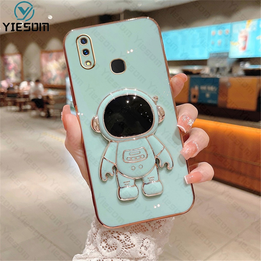 Ốp Điện Thoại Silicon Vuông Mềm Có Giá Đỡ Cho Vivo Y95 Y91 Y93 Y91C Y1S Y71 Y79 Y85 Y66 V9 V7 Plus V5 S1 Pro