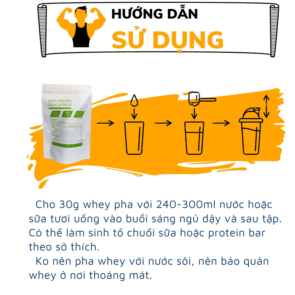 2KG Whey Protein Concentrate NZMP 80% Protein - Bột whey protein cô đặc 80%  Sữa tăng cơ tăng cân, giảm mỡ