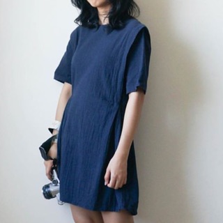 Váy đầm nữ tay ngắn màu xanh