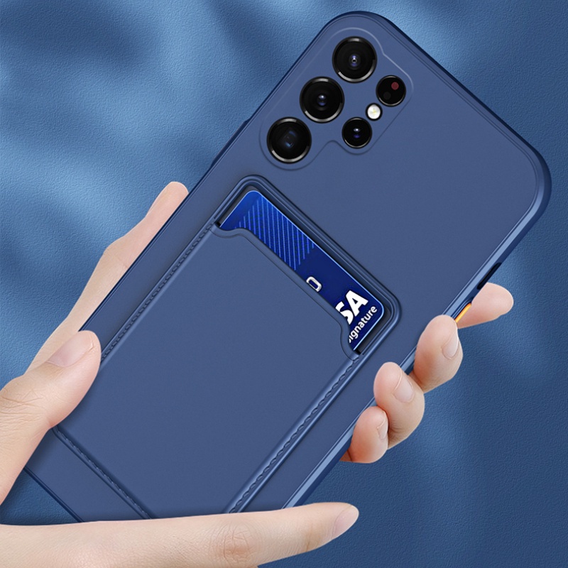 Ốp điện thoại silicon mềm màu trơn chống sốc có ngăn đựng thẻ cho Samsung galaxy A52/ A52S/A23 /M33/M53/M23 5G /A13