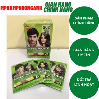 COMBO 10 GÓI NHUỘM TÓC MÀU NÂU ĐEN SUPER NOVA 30ML S02 NÂU ĐEN