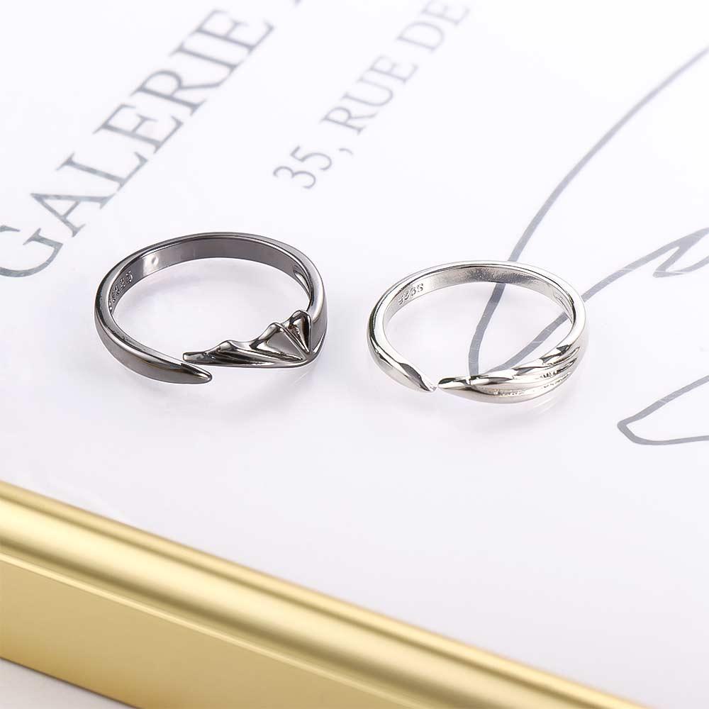 Fallforbeauty Nhẫn Hở Kim Loại Hình Cánh Thiên Thần Và Ác Quỷ Cổ Điển Sáng Tạo Cho Cặp Đôi