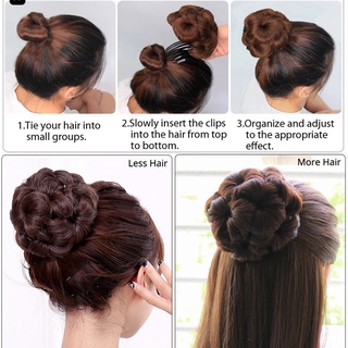 Búi Tóc Giả Xoăn Màu Đen/Nâu Thời Trang Cho Nữ