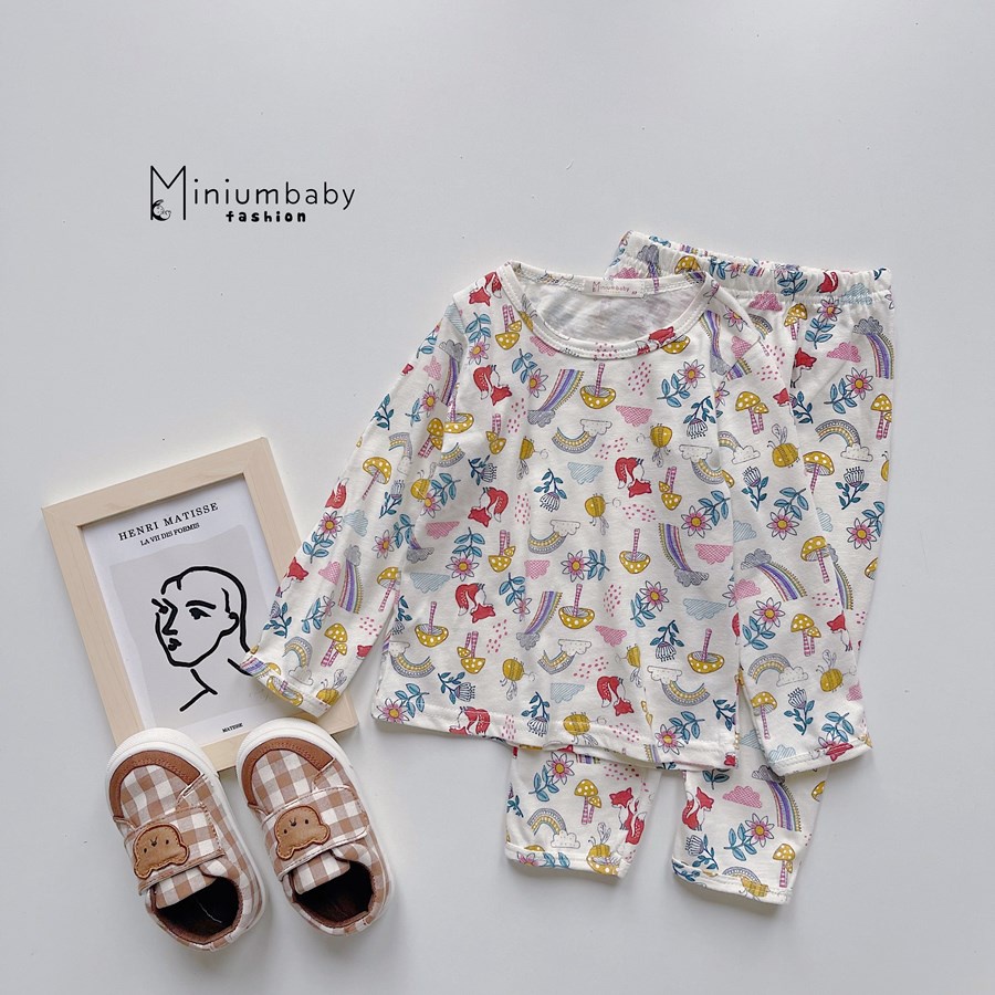 Bộ dài tay da báo, tim nhỏ phối cổ sen kẹp bèo, chất liệu cotton nỉ, giữ nhiệt siêu tốt, miniumbabyfashion SB1296