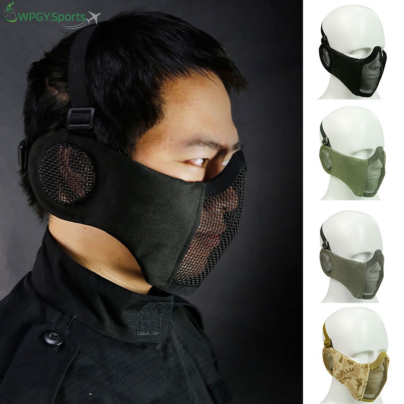 Khẩu Trang Airsoft Bằng Thép Kim Loại Che Nửa Mặt Bảo Vệ Khuôn Mặt