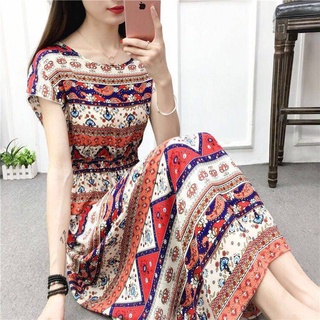 [váy hoa nhí] Đầm Cotton Lụa Cotton In Họa Tiết Hoa Phong Cách Dân Tộc Thời Trang Cho Nữ