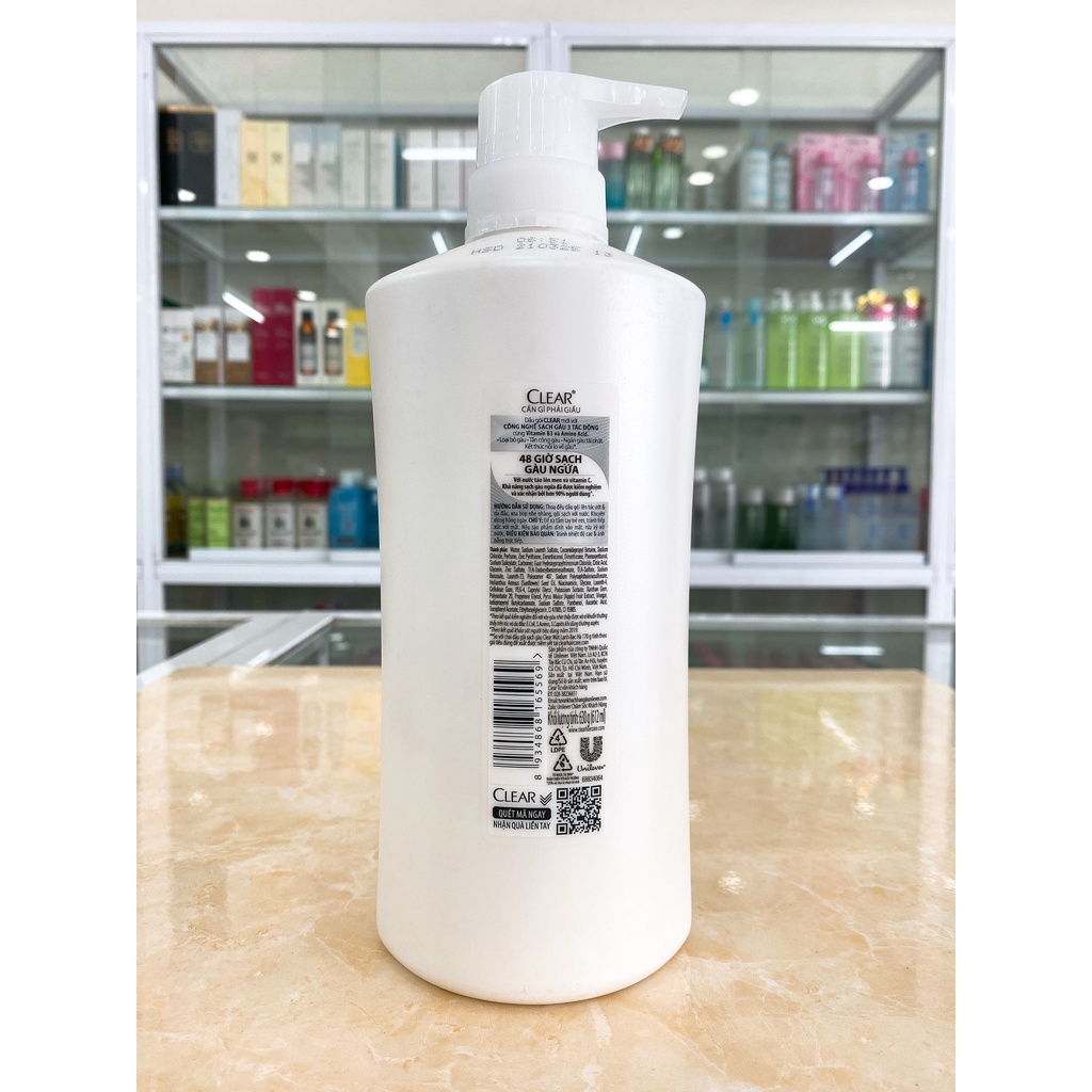 Dầu Gội Clear Sạch Gàu Ngứa Và Vi Khuẩn Suốt 48H Nước Táo Lên Men và Vitamin C 630G Chính Hãng Công Ty