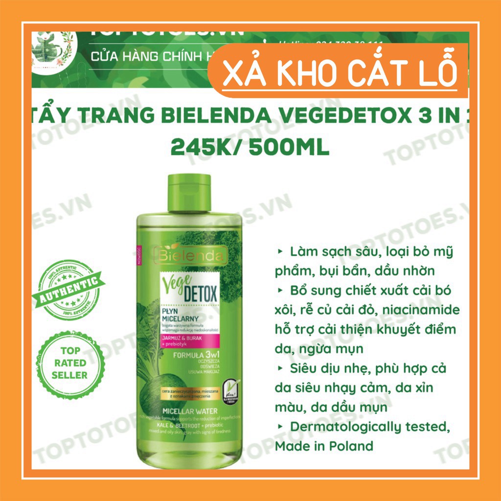 SALE THÔI NÀO Nước tẩy trang Bielenda Vegedetox 3 in 1 tẩy sạch êm ái, giữ ẩm cho da SALE THÔI NÀO