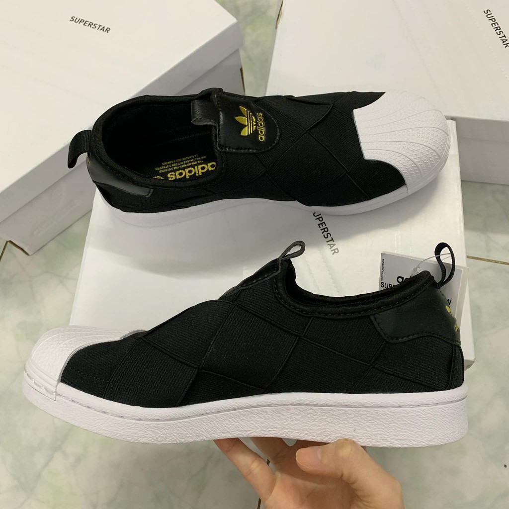 Giày Nữ Sneaker Adidas FREESHIP Adidas Superstar Slip On W Core Black Gold - Giày Thể Thao Nữ Adidas Chính Hãng 2021