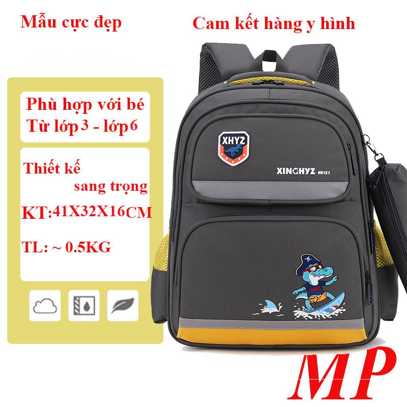 Balo học sinh tiểu học chất liệu siêu nhẹ, phản quang ban đêm, màu sắc hiện đại phong cách Hàn Quốc