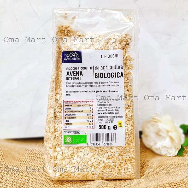 Yến mạch cán mỏng (cán vụn) hữu cơ Sottolestelle 500g