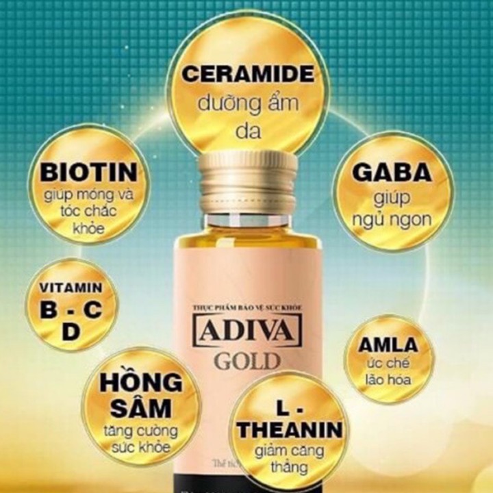 ADIVA Gold Dạng Nước HỘP 14 CHAI - Giảm Nếp Nhăn, Không Lo Chảy Xệ - Coastlinecare Pharmacy