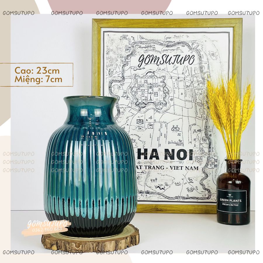 Bình Hoa Gốm Hỏa Biến Đá size Nhỡ - Lọ Hoa Để Bàn Decor Trang Trí - gomsutupo Bát Tràng