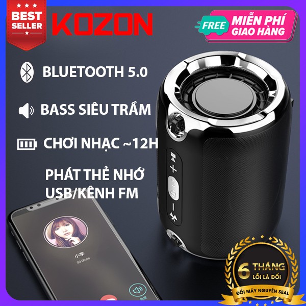 Loa Bluetooth 2020 KOZON kết nối không dây 5.0 loa siêu trầm mini nhỏ gọn có móc treo