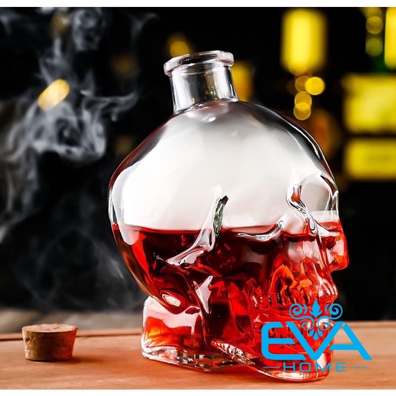 Bình Rót Thuỷ Tinh Đầu Lâu Nút Bần Glass Skull Decanter 750 ml SP1322