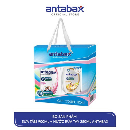 Hộp quà Sữa tắm Antabax UV White 900ml + Sữa rửa tay Antabax Active Deo 250ml