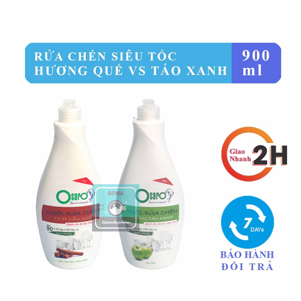 Nước rửa chén bát SIÊU TỐC - OSARO sinh học hữu cơ hương tinh dầu thiên nhiên 100% chai 500ml