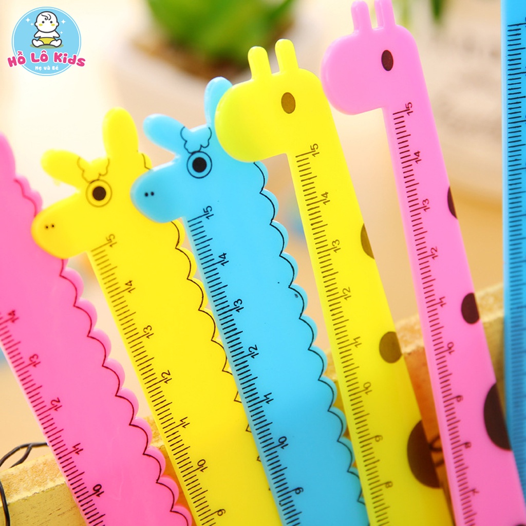 Thước kẻ con hươu học sinh dễ thương 15cm cute đồ dùng học tập cho bé Hồ Lô Kids