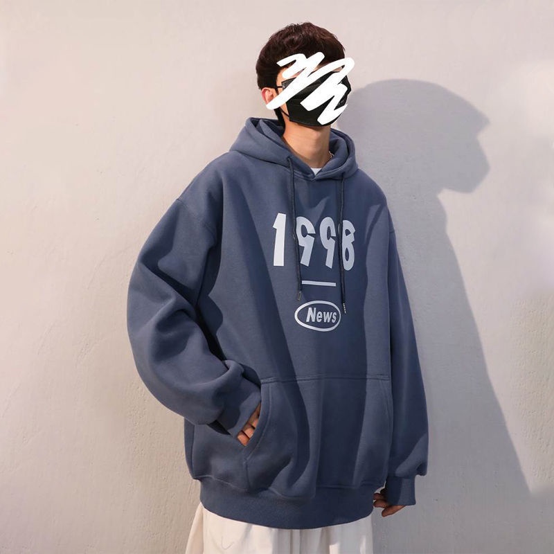 Áo Hoodie Tay Dài Dáng Rộng Phong Cách Vintage Âu Mỹ Giản Dị Dành Cho Bạn Nam