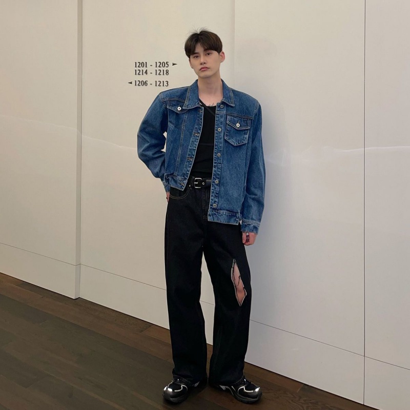 Áo Khoác Denim Dáng Ngắn Phong Cách Hàn Quốc Thời Trang Cao Cấp Cho Nam