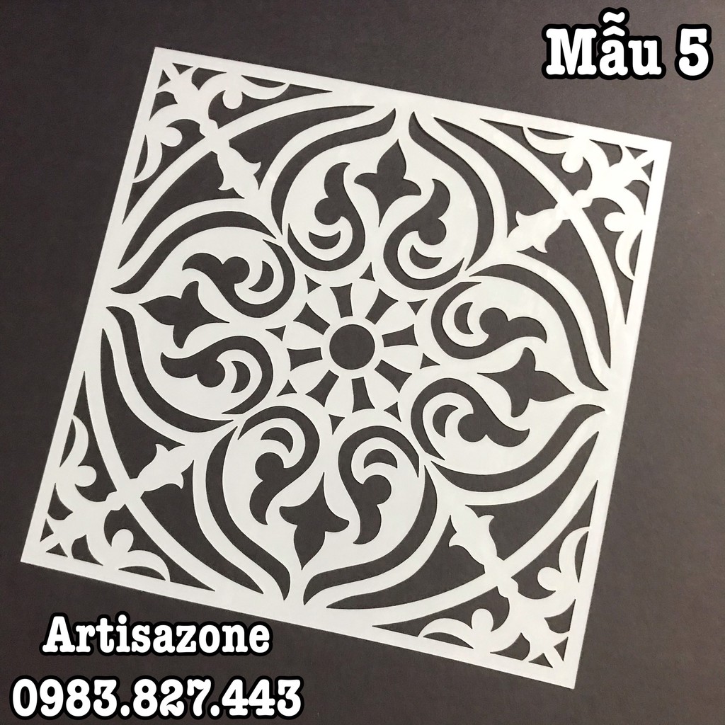 Pet Stencil - Khuôn hình trang trí họa tiết vuông - Kích thước 15cm - 01 tấm