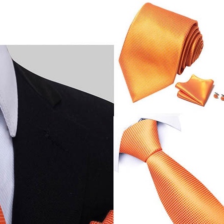 Bộ Cà vạt 4 món gồm Cavat 8cm, khăn cài túi, Măng-set, Nhẫn tròn phụ kiện, Cravat chú rể, Calavat công sở CBC-8232
