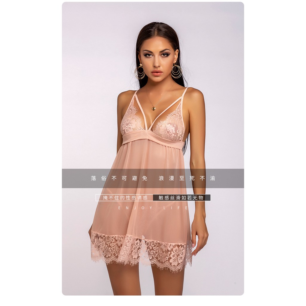 Đồ ngủ sexy FREE SHIPđồ ngủ sexy Thun lưới phối ren có mút ngực&lt;60kg K19