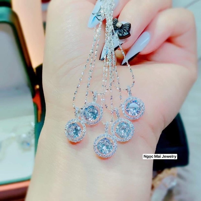 Dây chuyền bạc mặt đá tròn sang chảnh, đeo lên xinh xỉu - Ngọc Mai Jewelry