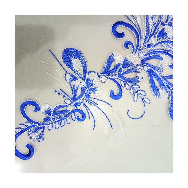 Miếng Vải Ren Thêu Hoa Đính Đá Sapphire Tinh Tế Thời Trang May Vá Quần Áo Diy