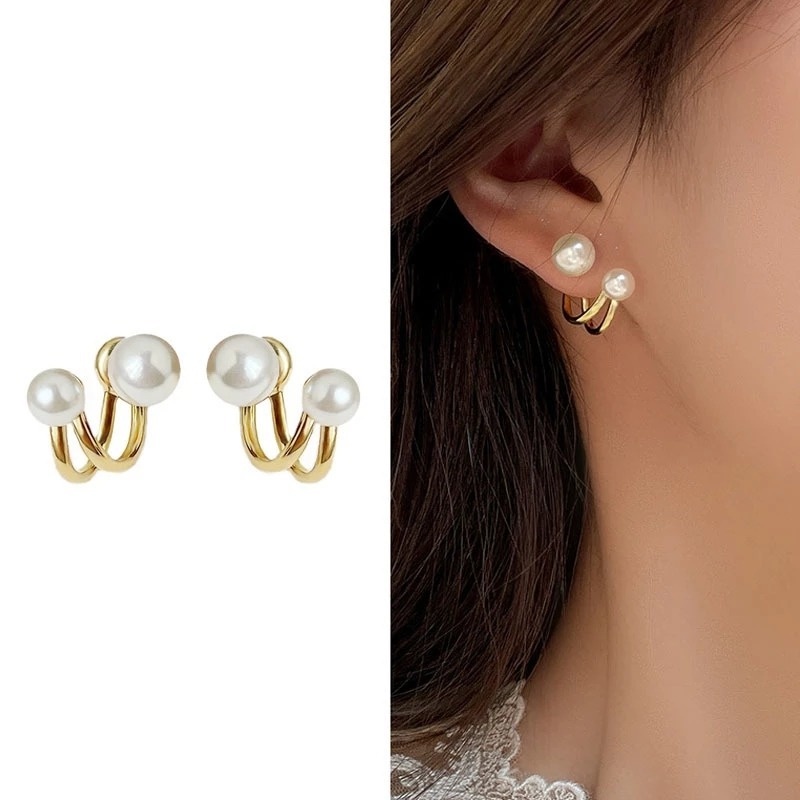 Bông Tai Đính Ngọc Trai Phong Cách Pháp Cổ Điển Dễ Phối Đồ