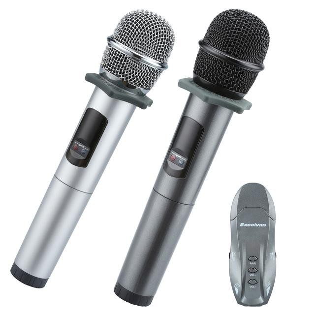 Bộ Mic Karaoke không dây Excelvan K18U, 02 mic, UHF