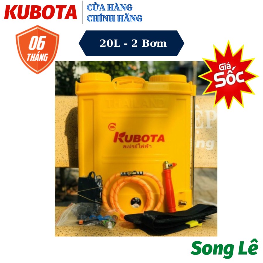 [Mã LIFEXANH03 giảm 10% đơn 500K] Bình Phun Thuốc Điện Kubota 20L Thái Lan- 2 Bơm, 1 Bơm