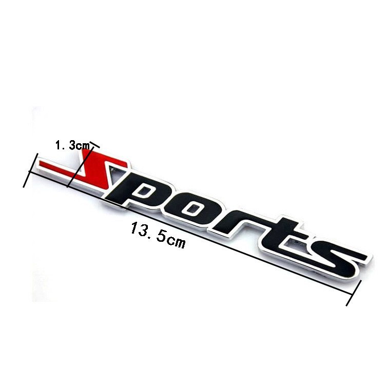 Chữ nổi sport kim loại dán trang trí ô tô - màu đen đỏ- sevencar