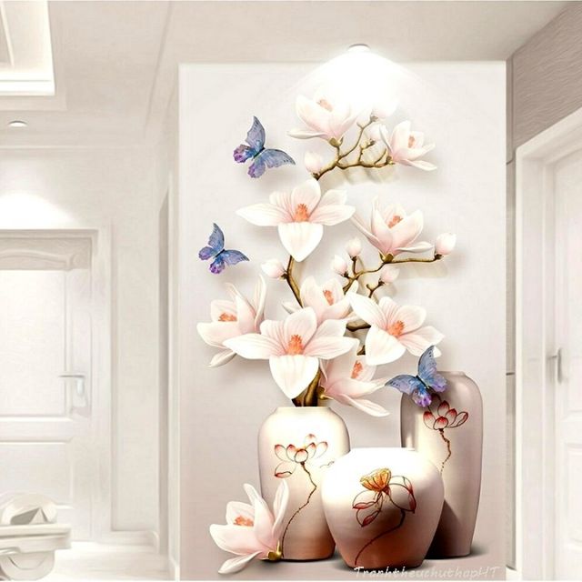 TRANH THÊU CHỮ THẬP BÌNH HOA NGỌC LAN  LV3261