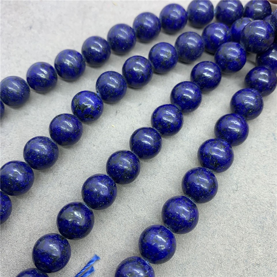 Chuỗi hạt tròn bằng đá lưu ly màu xanh dương 4-12cm chuyên dụng để tự làm đồ trang sức