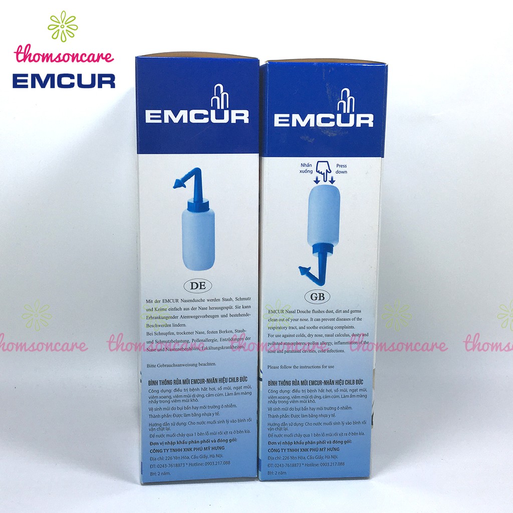 Bình rửa mũi Emcur vệ sinh thông mũi xoang, công nghệ Đức dùng được cho cả trẻ em và người lớn