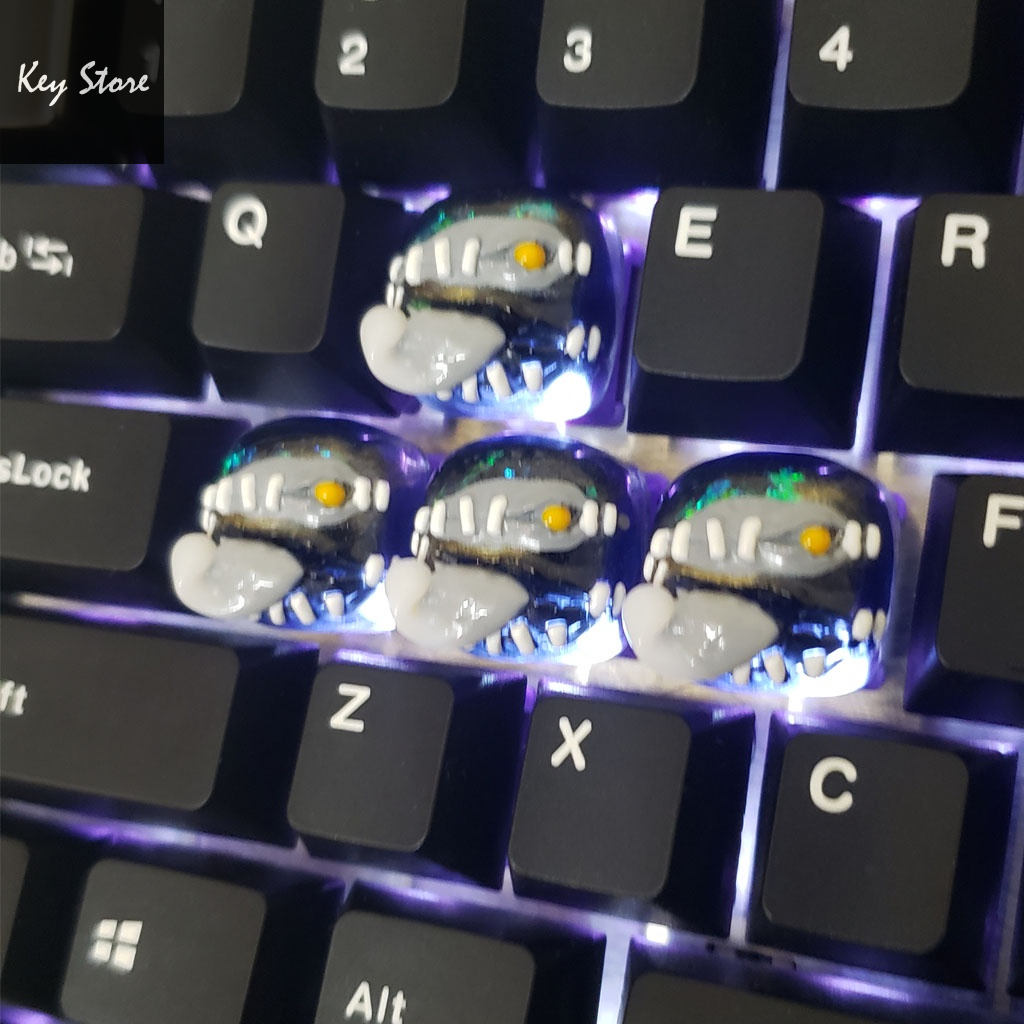 Nút bàn phím cơ artisan keycap voodoo màu đen xám có xuyên led