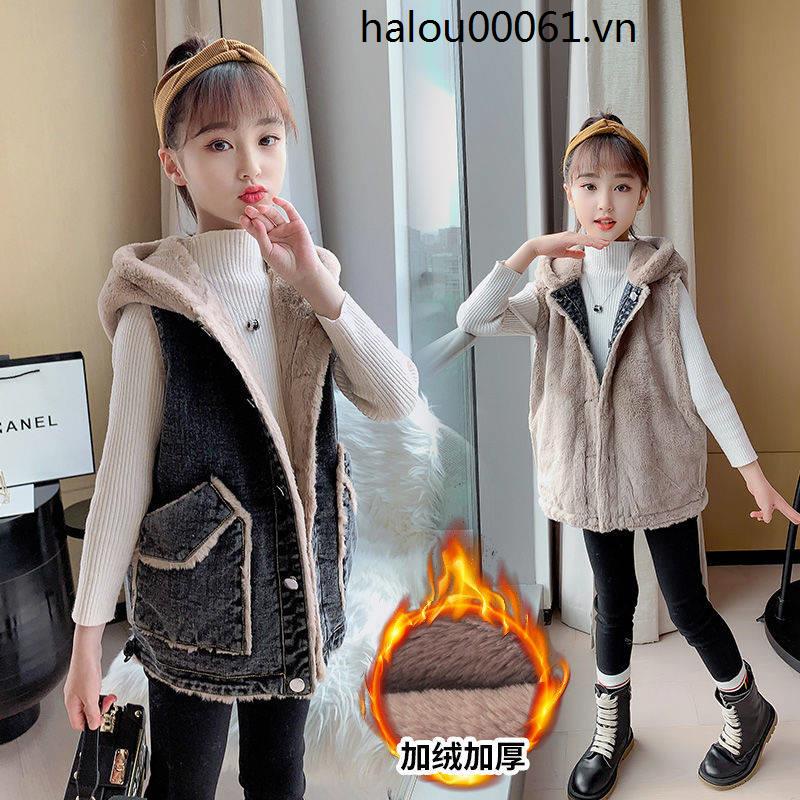 Trong Kho ♦Áo Khoác Jean Thu Đông Ấm Áp Mới 2021 Dành Cho Bé Gái✽