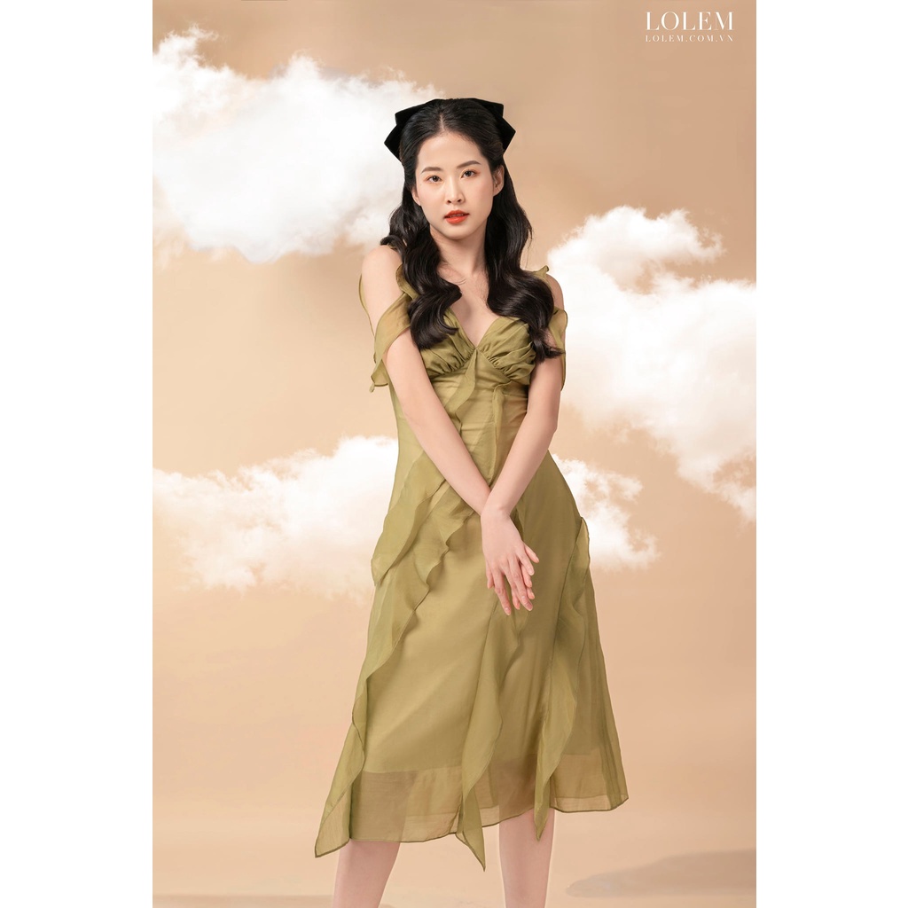 Đầm xòe tơ mây thiết kế 2 dây xếp ngực bèo thân LOLEM CLOTHING DX308
