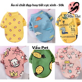 Áo nỉ chất đẹp họa tiết cực xinh chó chó mèo - Quần áo chó mèo thú cưng