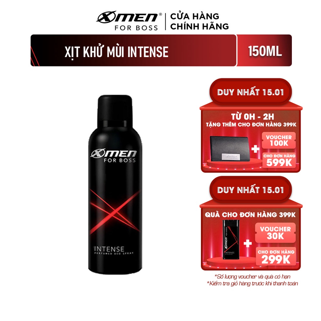 [Mã COSMEN giảm 8% đơn 250K] Xịt khử mùi X-Men for Boss Intense 150ml