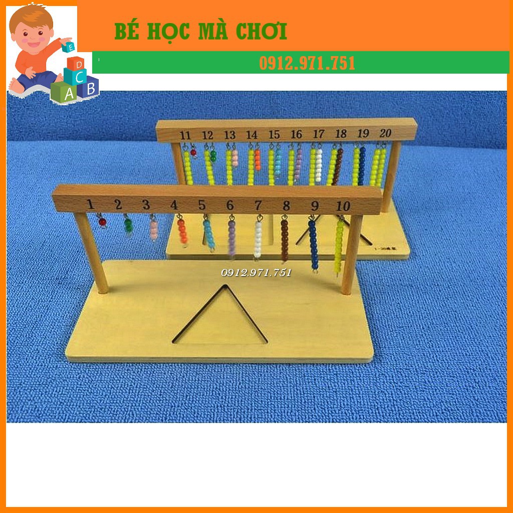 COMBO 2 Giá treo các chuỗi hạt cườm màu từ 1-10 và 11-20 Giáo cụ Montessori