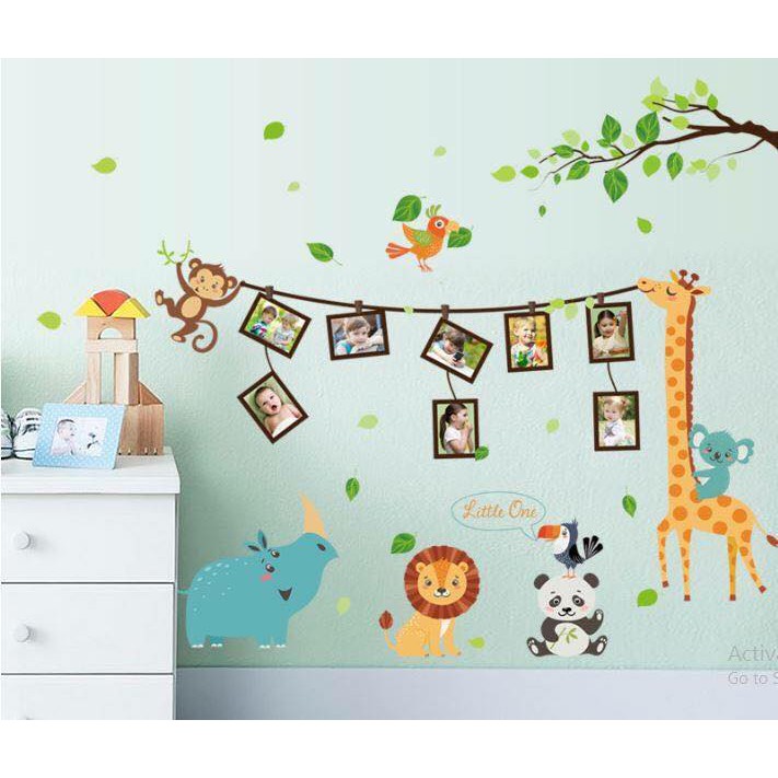 Decal dán tường vườn thú khung ảnh