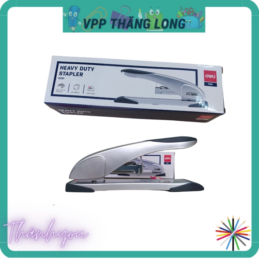 Dập ghim, máy dập ghim cỡ trung Deli 0391, dập 60 trang