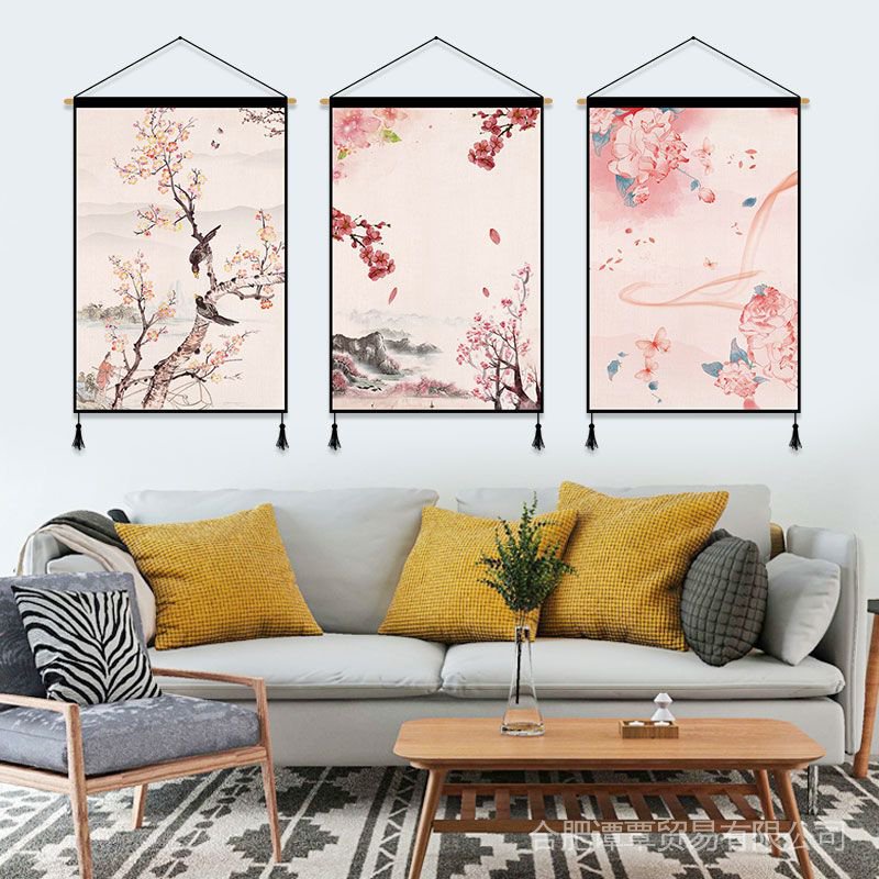 Tranh Treo Tường Trang Trí Phòng Khách / Phòng Ngủ Không Khung Hình Hoa Mận Phong Cách Trung Hoa Hiện Đại Mới