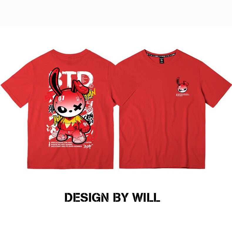 ÁO THUN THỎ BAD RABBIT ĐỎ SIÊU NGẦU  CHÂT mền mịn Unisex cao cấp ẢNH THẬT