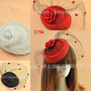 Mũ cô dâu nỉ hoa hồng