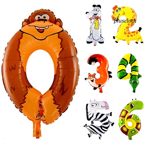Plu_Animal Number Foil Balloons Kids Party Birthday Wedding Décor Ballon Child Gift